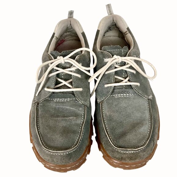Ecco Gray/Beige Suede Mens Receptor Walking Shoe Sz 10-10.5 EU 44 Light Durable - Picture 2 of 15